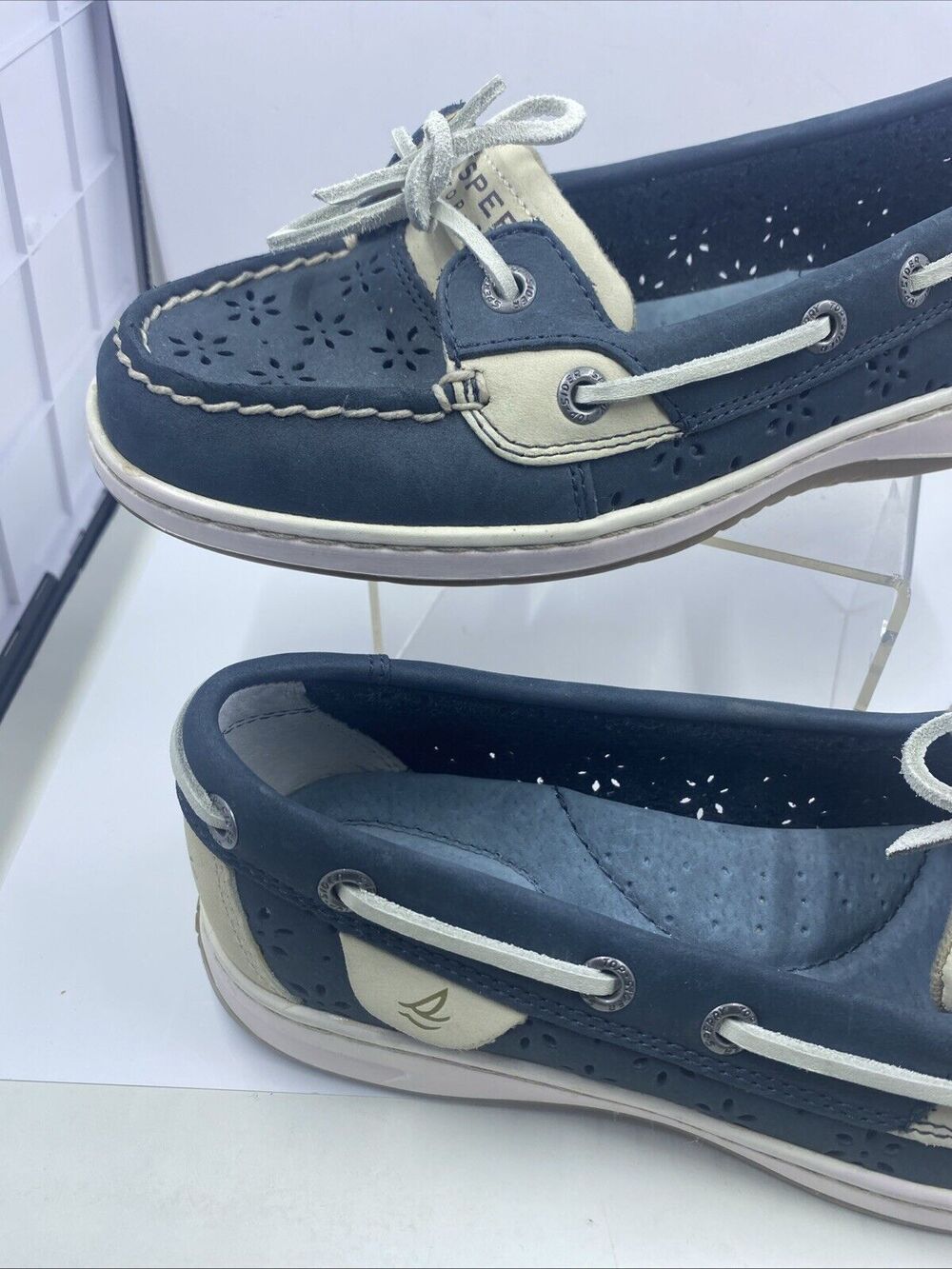 Sperry Top Slider Blue/Gray/White 9265919 Boat Shoe US Women's Size 6M - Picture 6 of 11